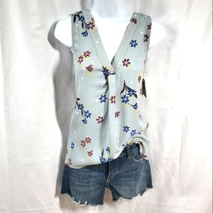 14th & Union Size  XS Tank Top V-neck Front Pleat Gray Quarry Scattered